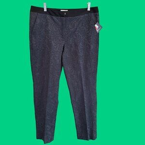 Halogen 12 NWT Black Brocade paisley tailored zipper close pants slacks trousers